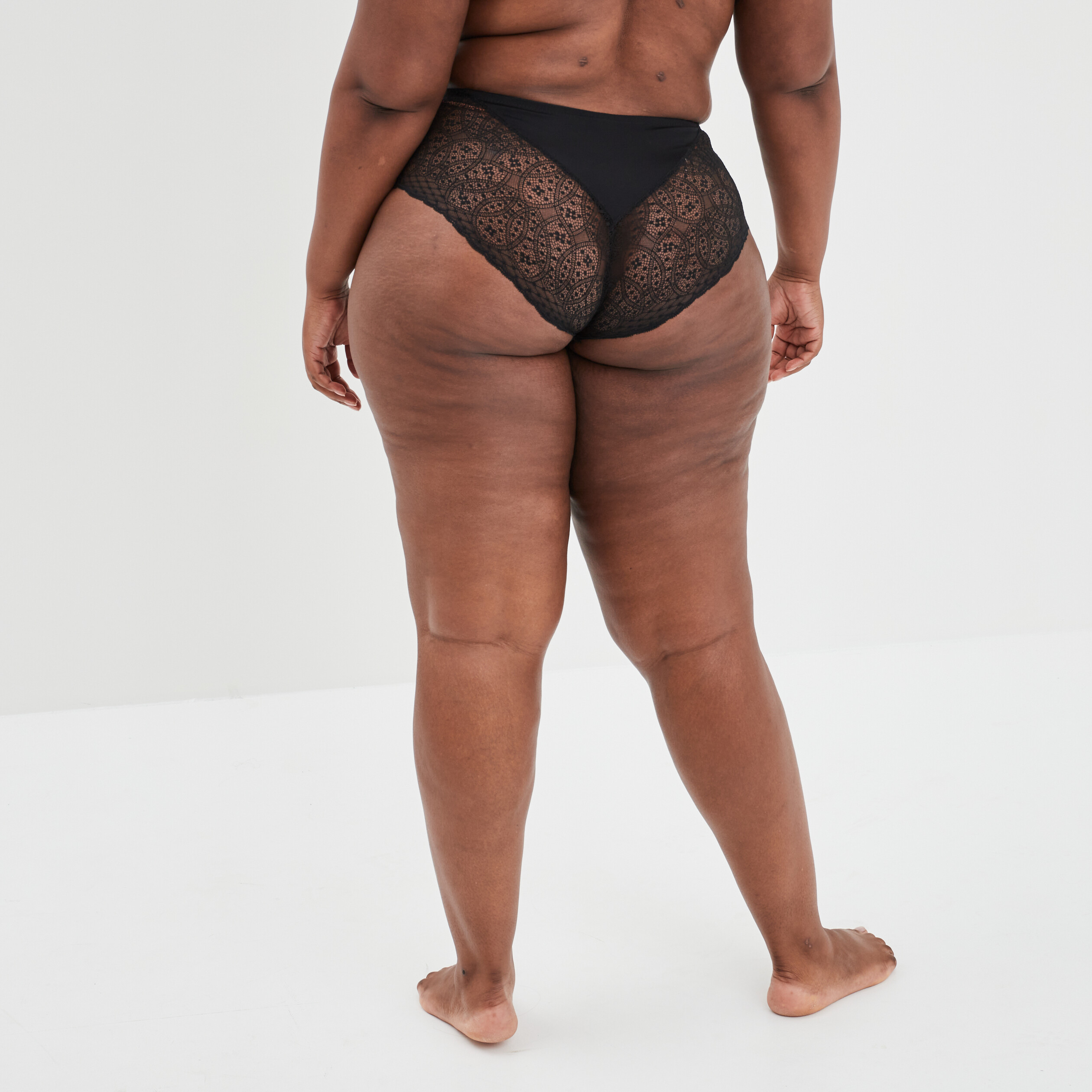 Culotte haute avec dentelle noir femme grande taille | La Halle