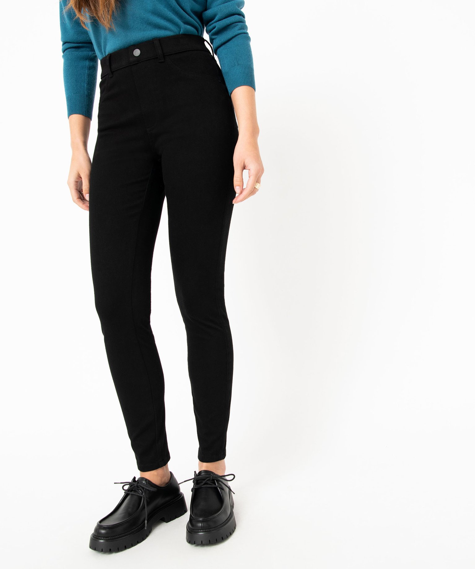 Jegging taille haute uni femme noir | GEMO