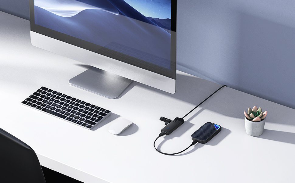 Inateck Laptop-Dockingstation USB 3.2 Hub mit 100cm Kabel, 4 USB A Ports