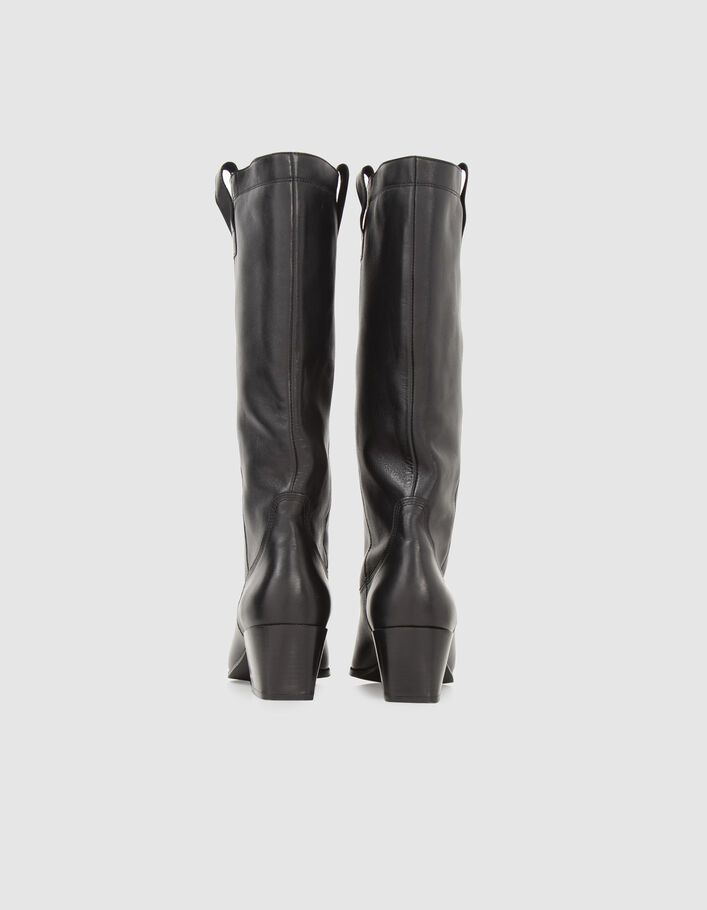 Bottes noires cuir velours esprit santiag Femme
