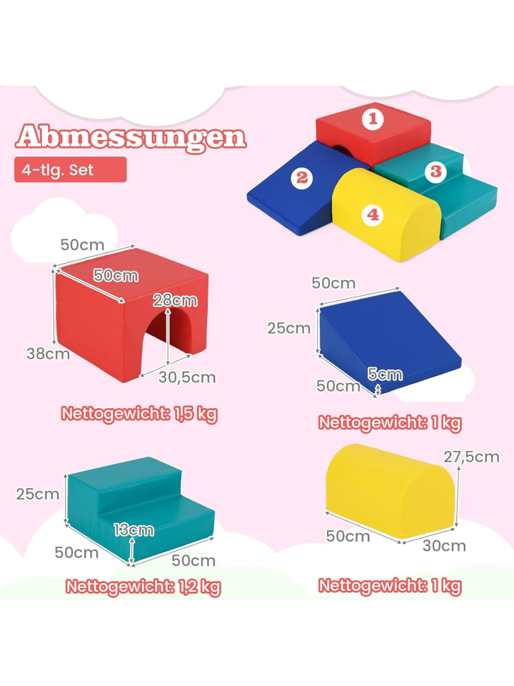 COSTWAY 4 TLG. Schaumstoffbausteine in Rot günstig kaufen onesize