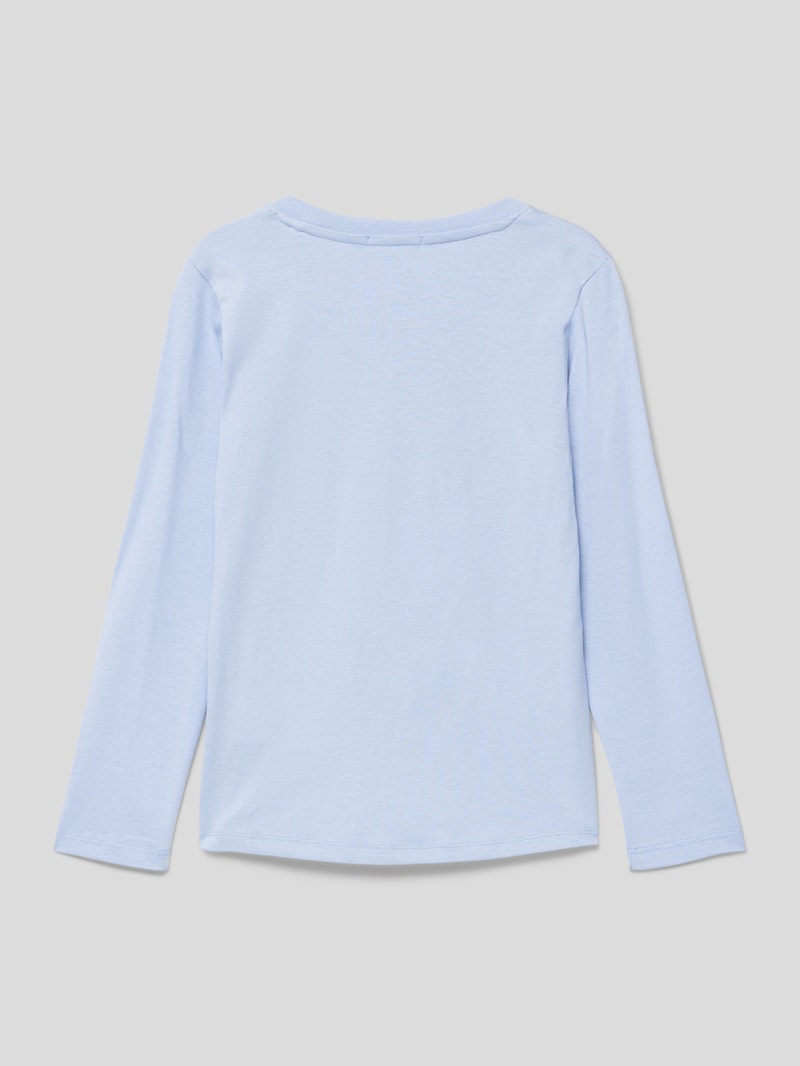 Longsleeve mit Motiv- und Statement-Print in bleu