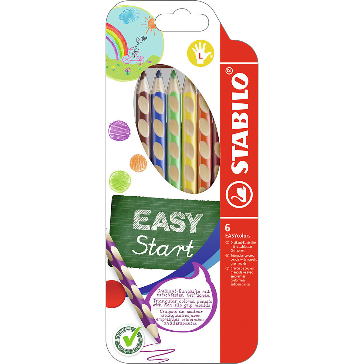 Ergonomischer Dreikant-Buntstift STABILO® EASYcolors, 6er Etui, Linkshänder