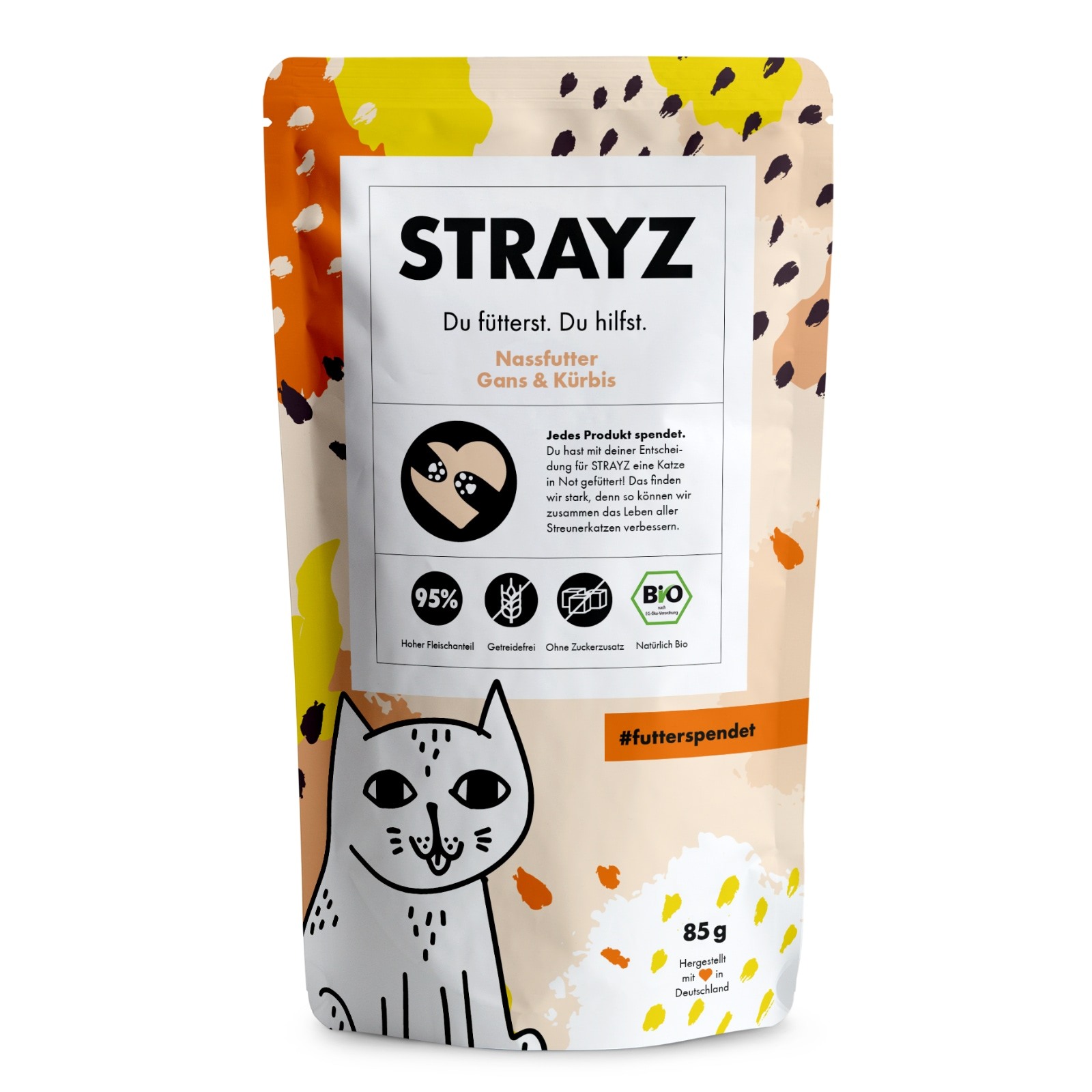 STRAYZ Nassfutter STRAYZ BIO 14x85g Gans & Kürbis