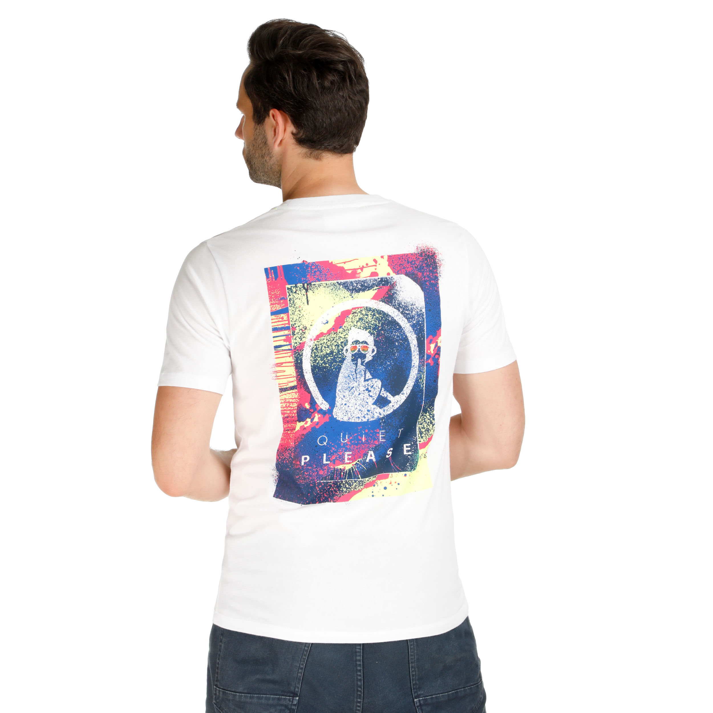 Flashy Backprint T-Shirt Herren - Weiß