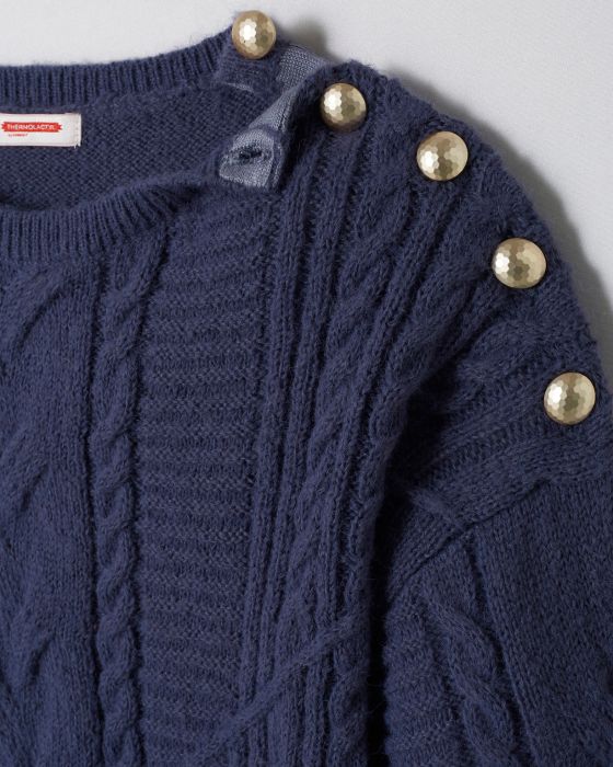 Pull chaud à torsades et boutons Thermolactyl