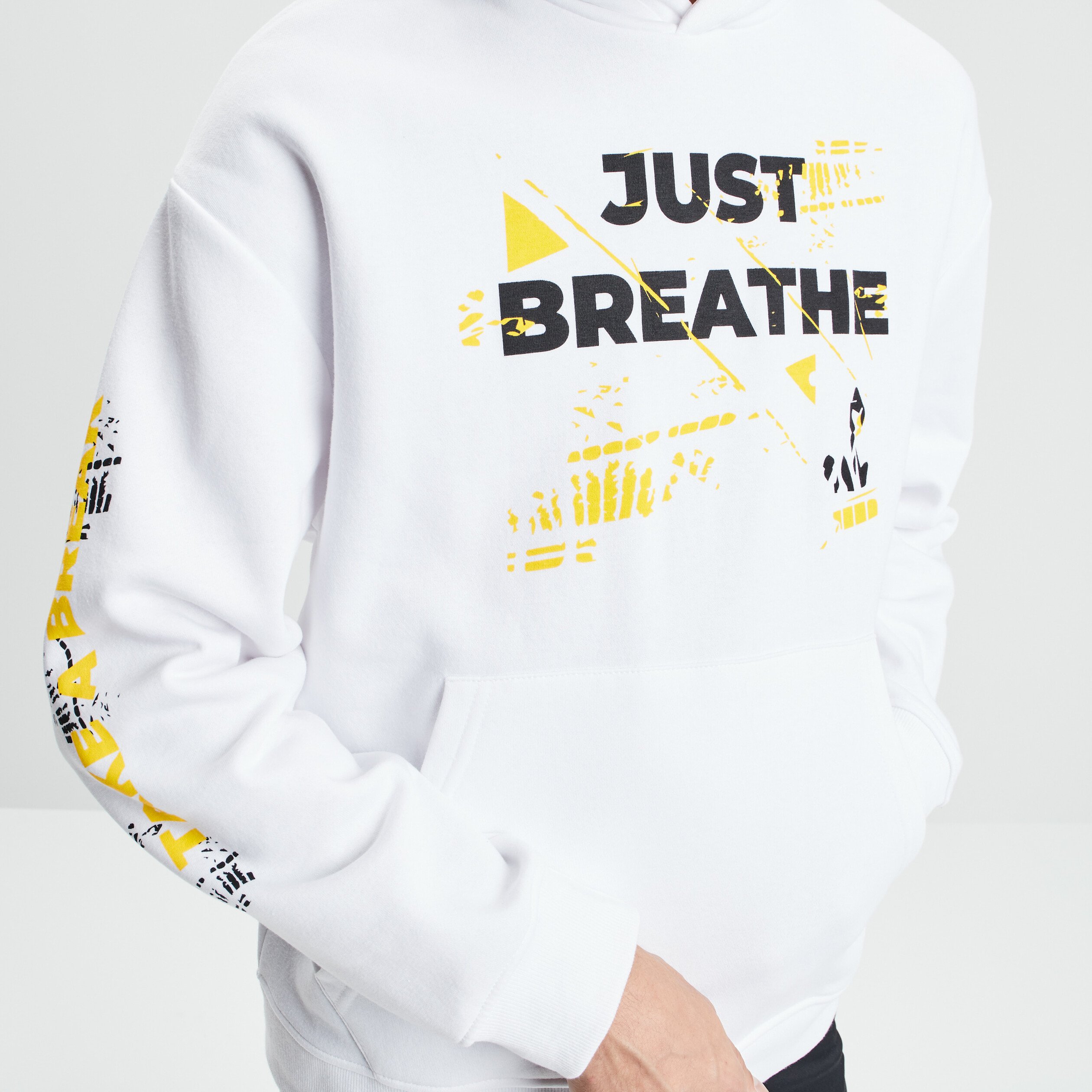 Sweat à capuche hoodie poche ventrale blanc homme | La Halle
