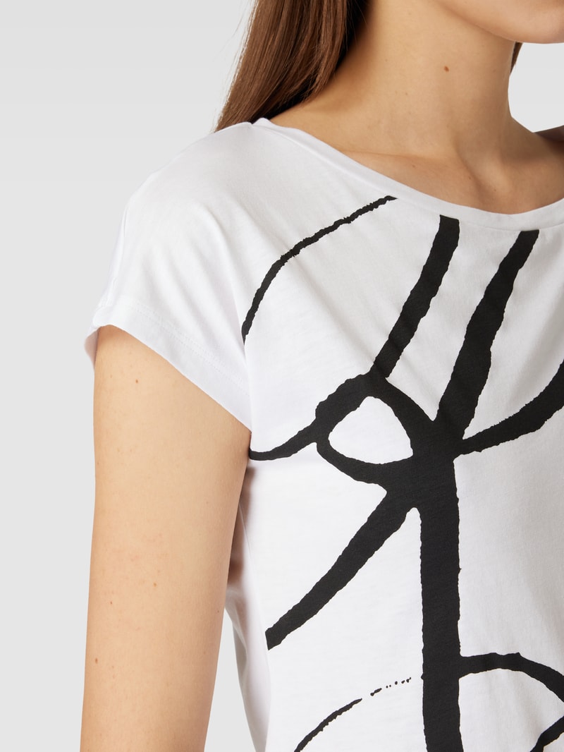 T-Shirt mit Label-Print Modell 'GRIETA' in weiss