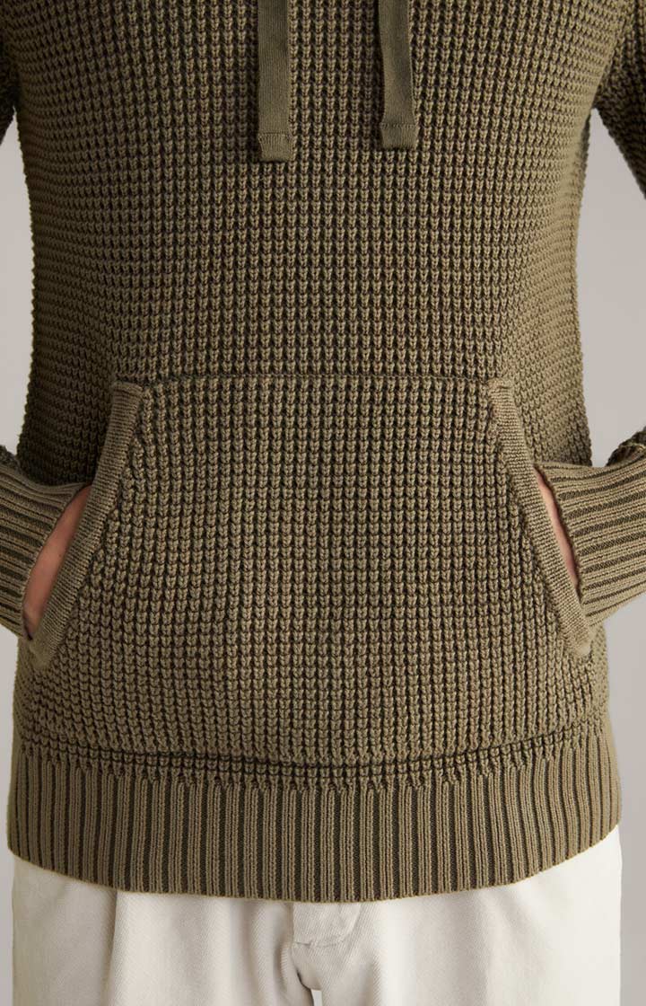 Strick-Hoodie Hoodor in Oliv