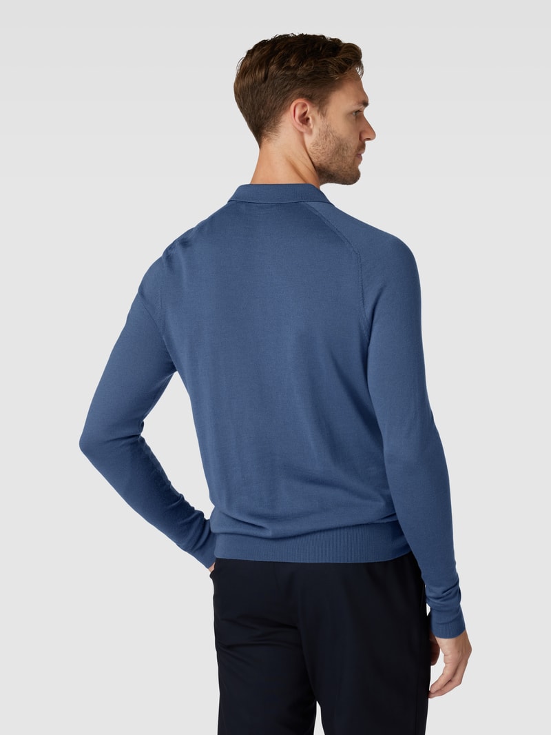 Pullover mit Polokragen aus Schurwolle in hellblau