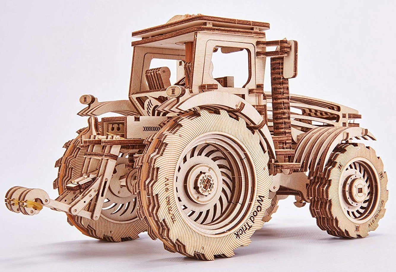 Eco Wood Art 3D-Puzzle Traktor – mechanischer Modellbausatz aus Holz, Puzzleteile