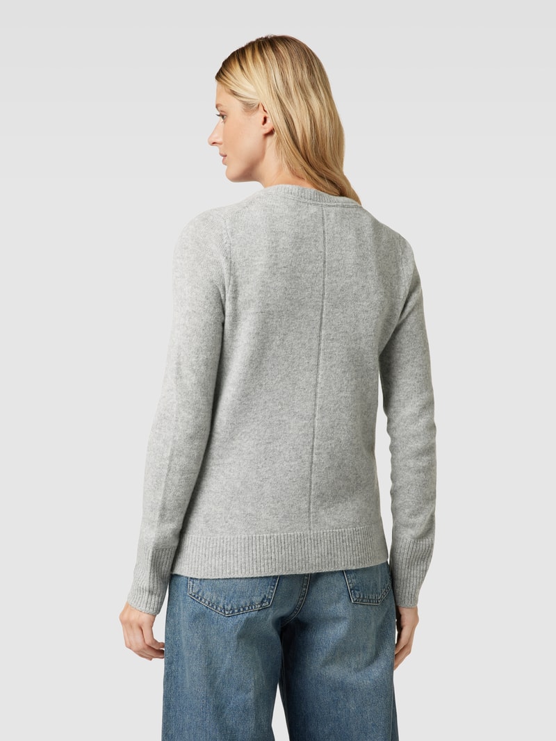 Strickjacke mit Knopfleiste und Eingrifftaschen in mittelgrau meliert
