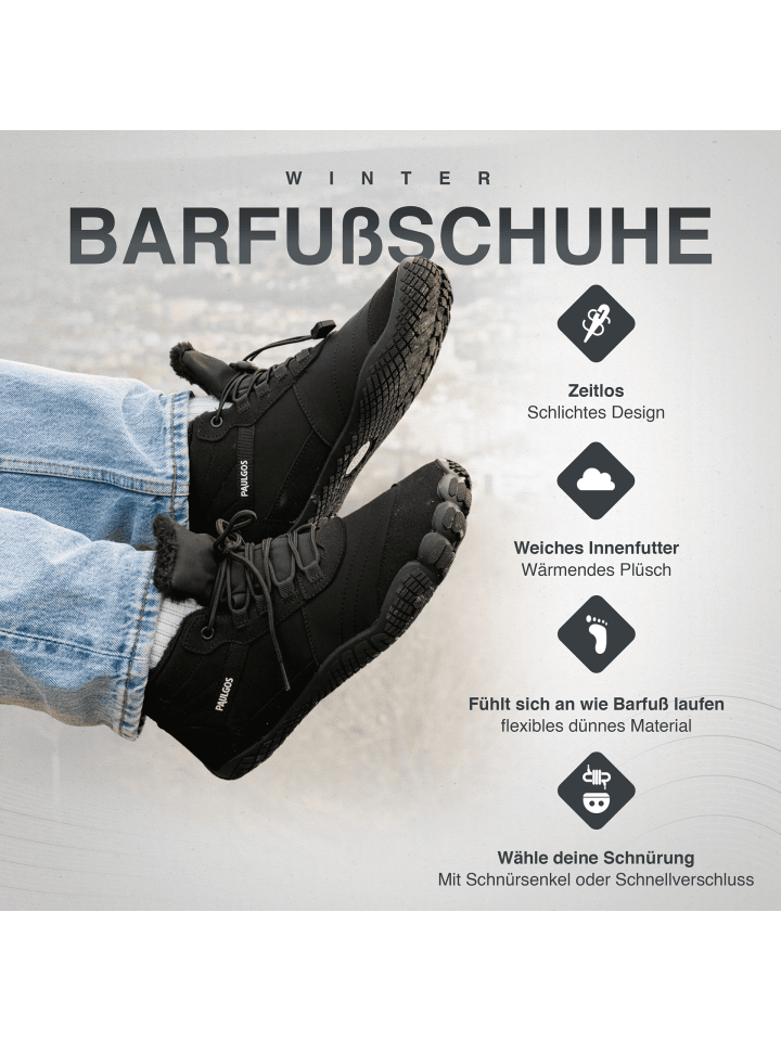 PAULGOS Winterbarfußschuhe, unisex, Größe 37-47 in 3 Farben in Schwarz günstig kaufen