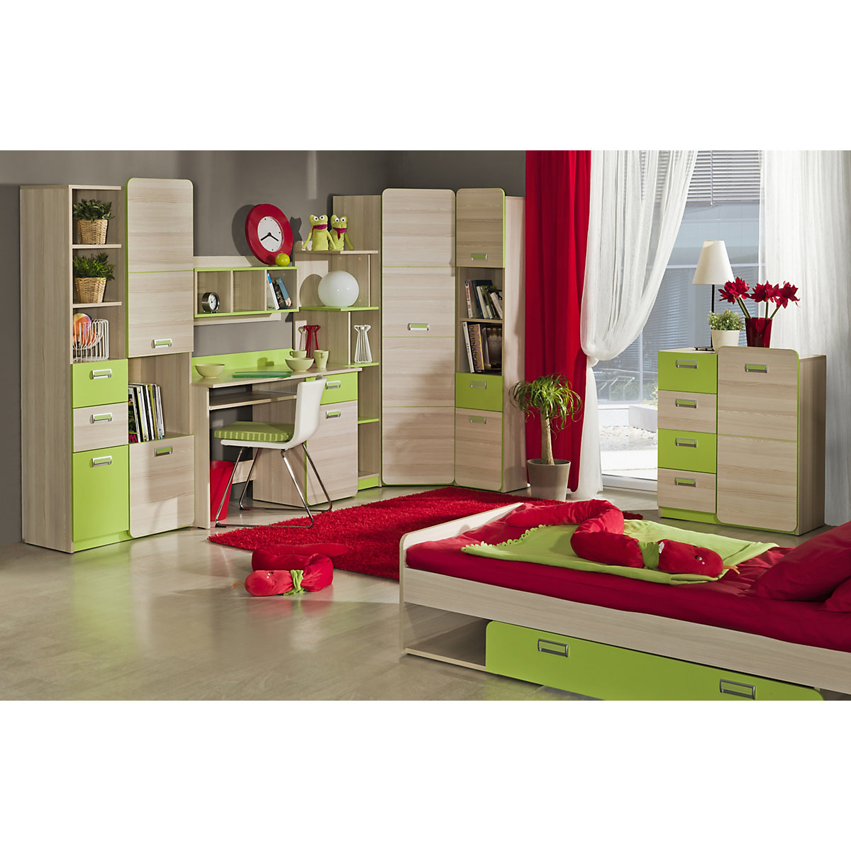 Jugendzimmer Set Lorento 8 teilig grün