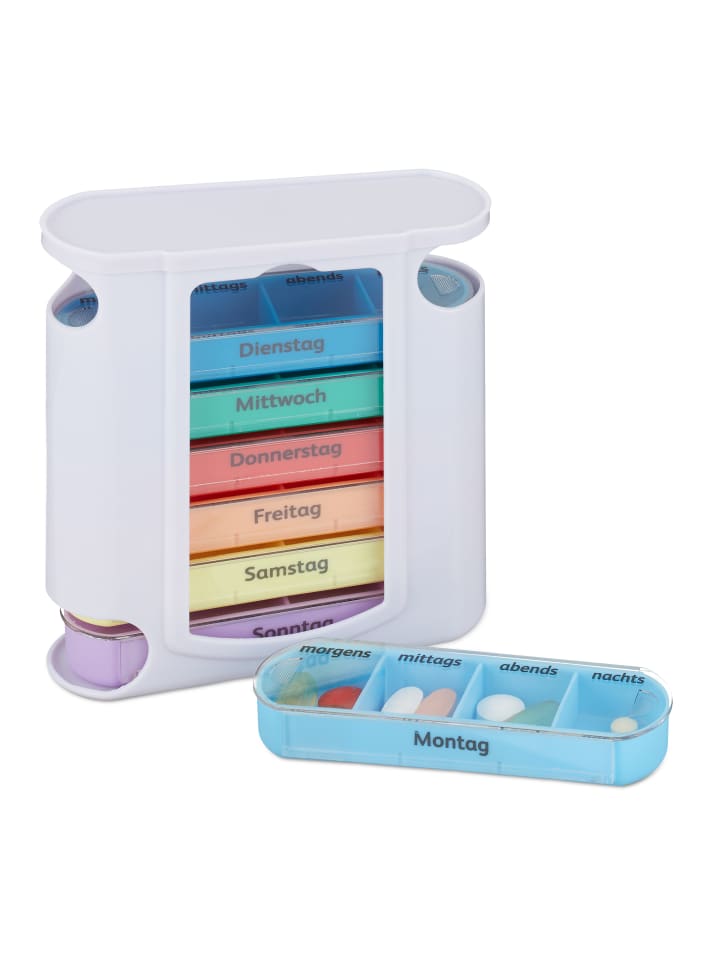 relaxdays Pillendose in Weiß Bunt günstig kaufen onesize