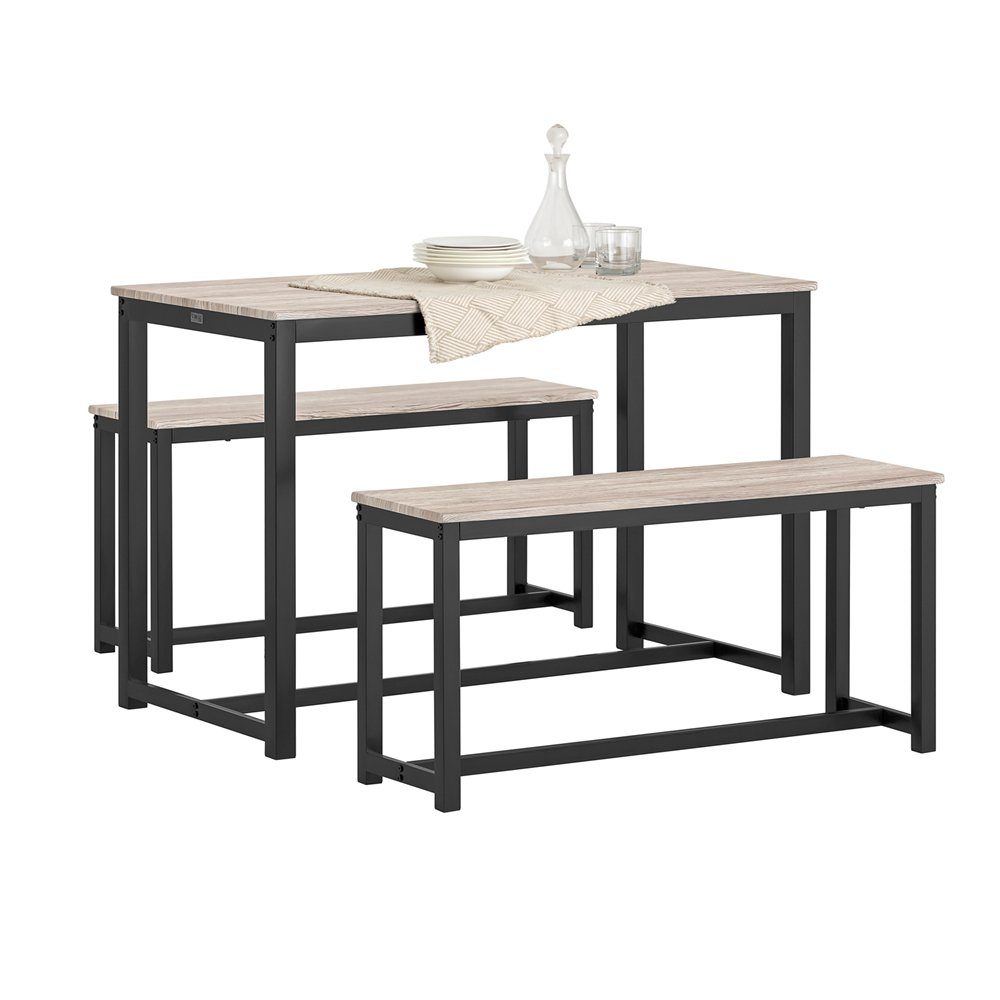 SoBuy Essgruppe OGT25, (3-tlg), 3-teilig Essgruppe Esstisch mit 2 Sitzbänke Küchentisch-Set