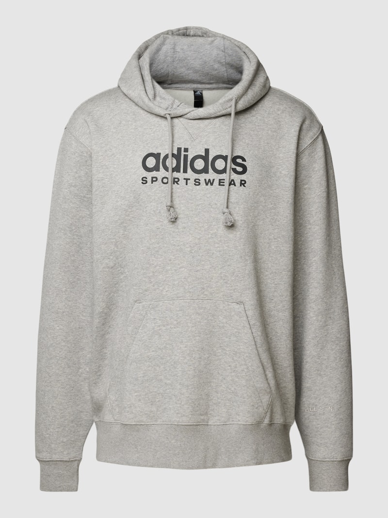 Hoodie mit Logo-Print in mittelgrau meliert