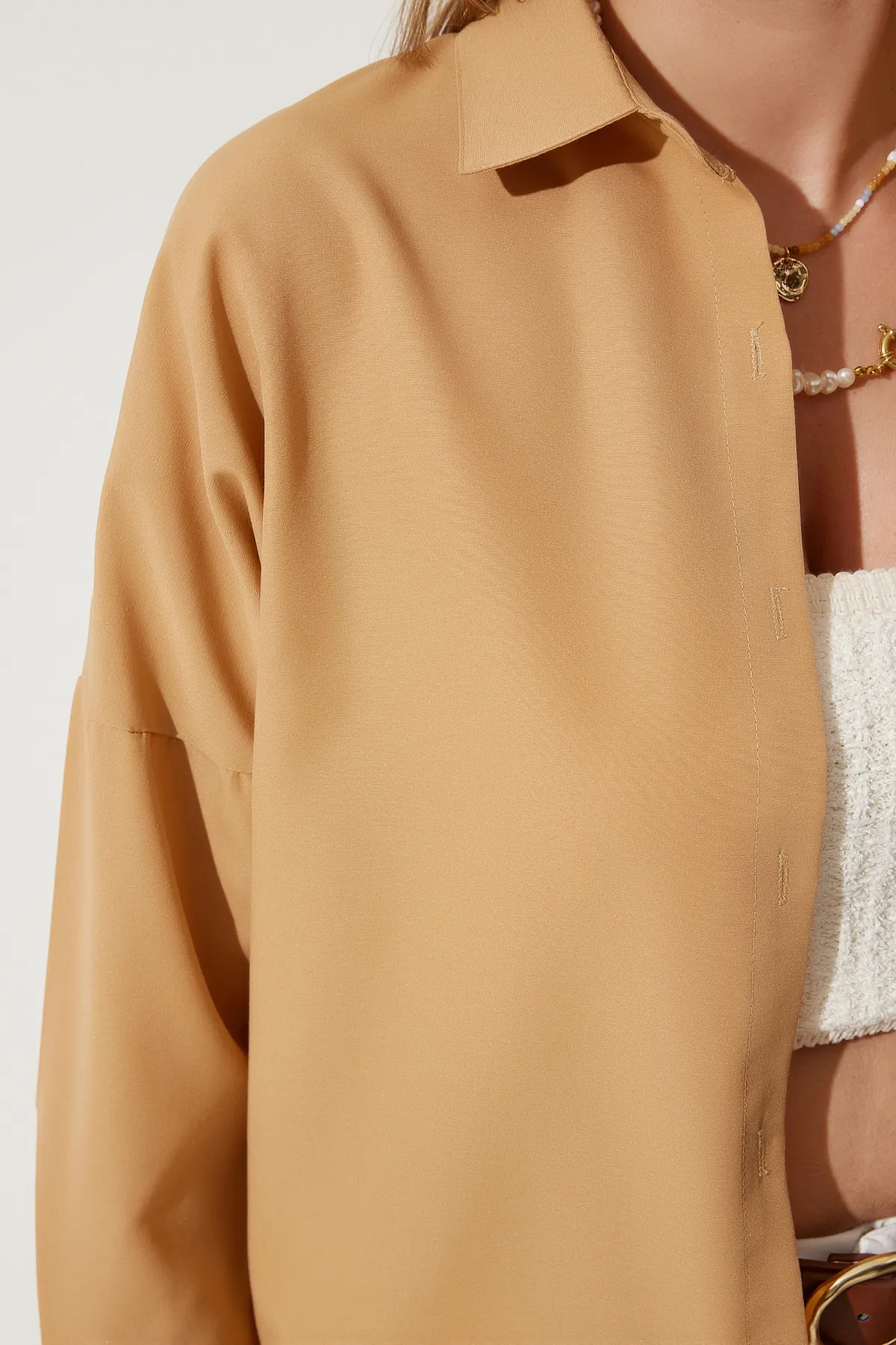 Happiness İstanbul  Hemd - Beige - Oversized