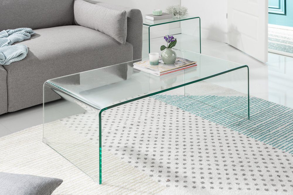 riess-ambiente Couchtisch FANTOME 100cm transparent (Set, 2-St), Wohnzimmer · Glas · eckig · Modern Design