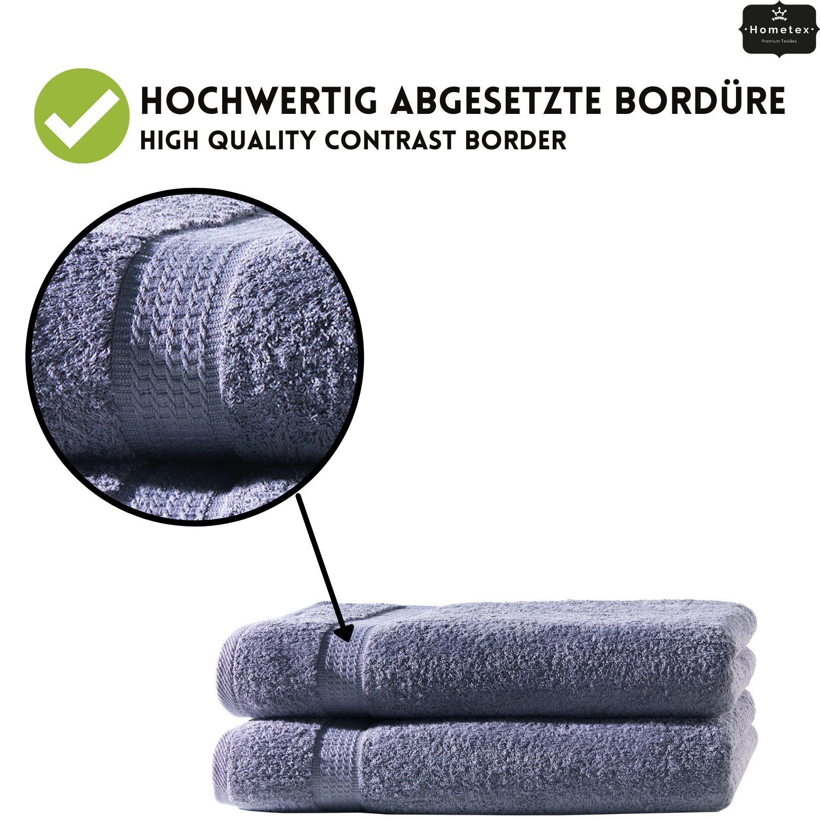 Hometex Premium Textiles Handtuch in Premium Qualität 500 g/m², Feinster Frottier-Stoff - 100% Baumwolle, Kuschelig weich und sehr saugfähig, Extra schwere, flauschige Hotel-Qualität, Ideal für Zuhause, Sauna, Therme, Sport und Urlaub, 8x Gästetuch
