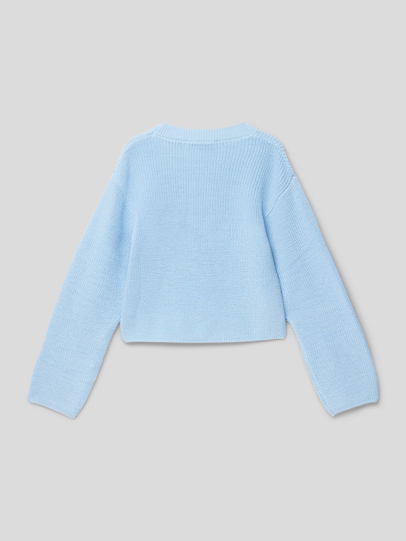 Strickpullover mit Rundhalsausschnitt in hellblau