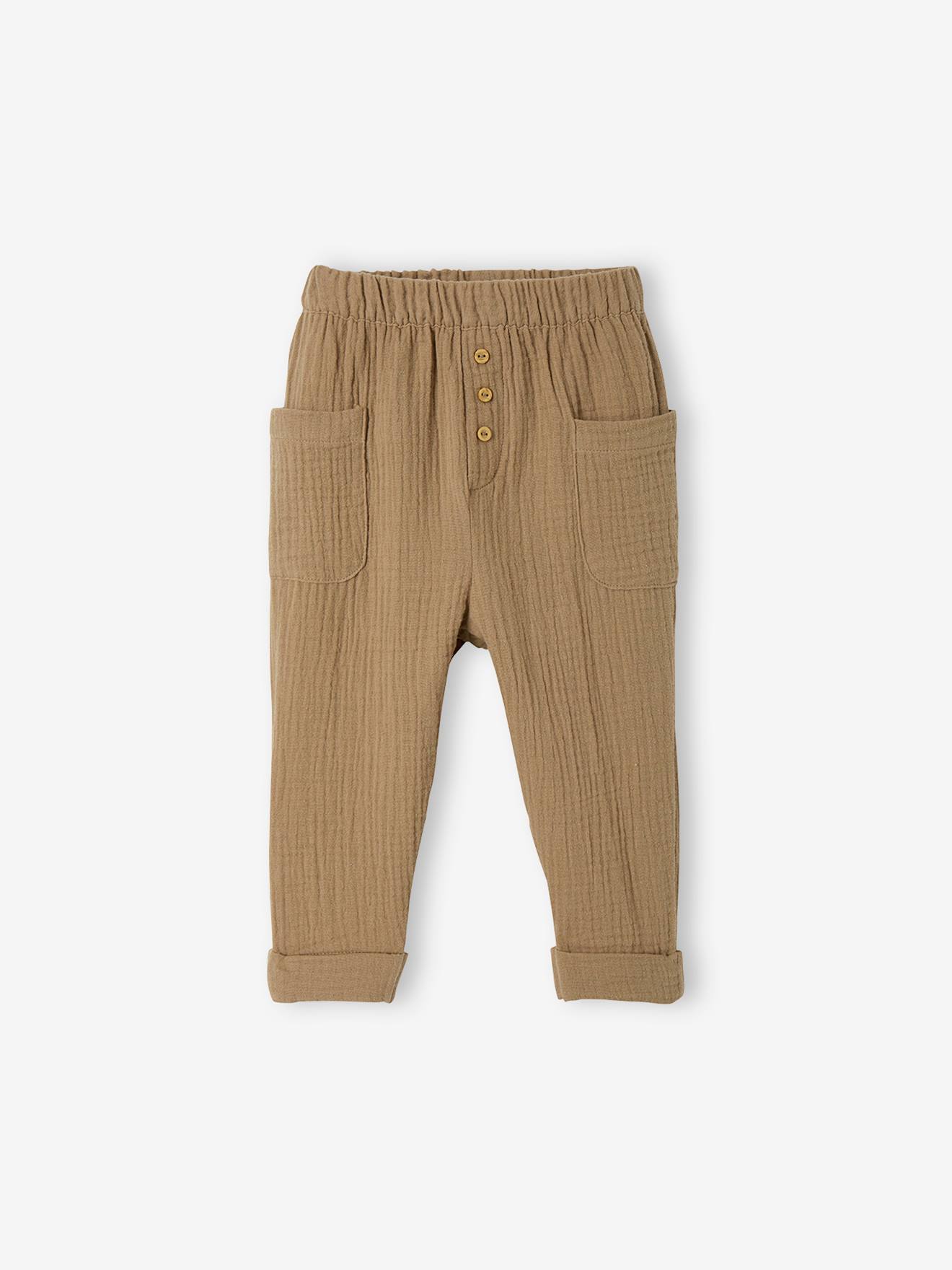 Pantalon bébé en gaze de coton anthracite