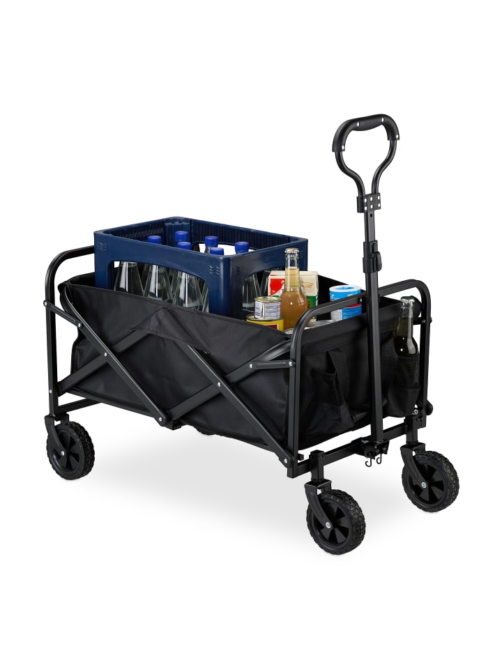 relaxdays Bollerwagen in Schwarz - (B)74 x (H)95 x (T)48 cm günstig kaufen onesize