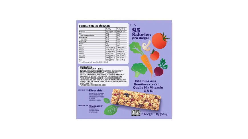 MADEGOOD Bio Granola Riegel Gemischte Früchte 144 g