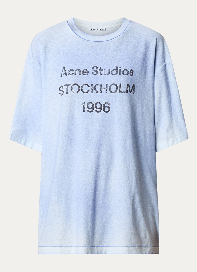 Acne Studios T-krekls ar logoprint un verwassen afwerking