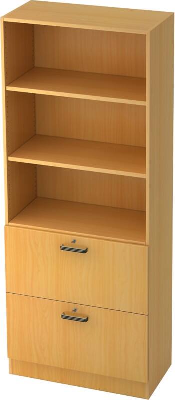 Hammerbacher Future Melaminharzbeschichtete Spanplatte Aktenschrank 2 Fachböden 800 x 420 x 2.004 mm Buche