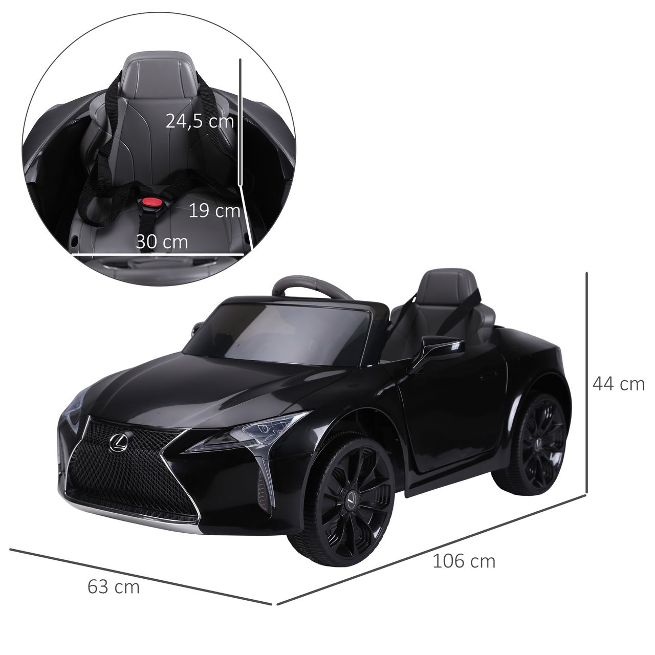 HOMCOM Kinderauto von Lexus Kinderfahrzeug Elektroauto mit MP3 Musik Schwarz