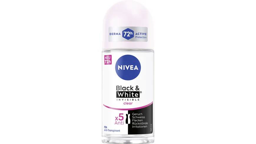 NIVEA Deo Roll-On Black+White Invisible Clear Anti-Transpirant 50 ml