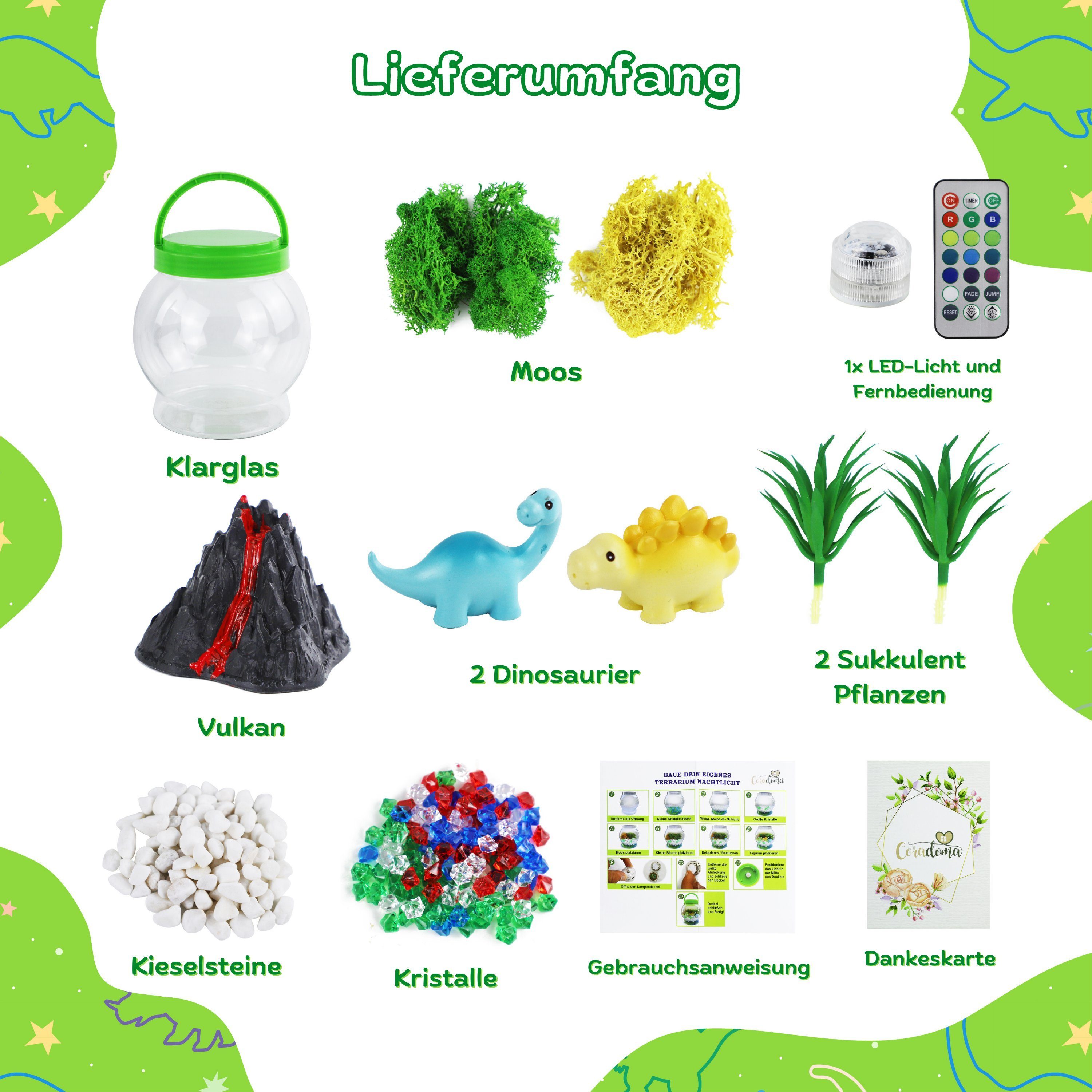 Coradoma Kreativset Terrarium Kit für Kinder DIY Bastelset mit Nachtlicht Lampe Deko, Junge und Mädchen Geschenke