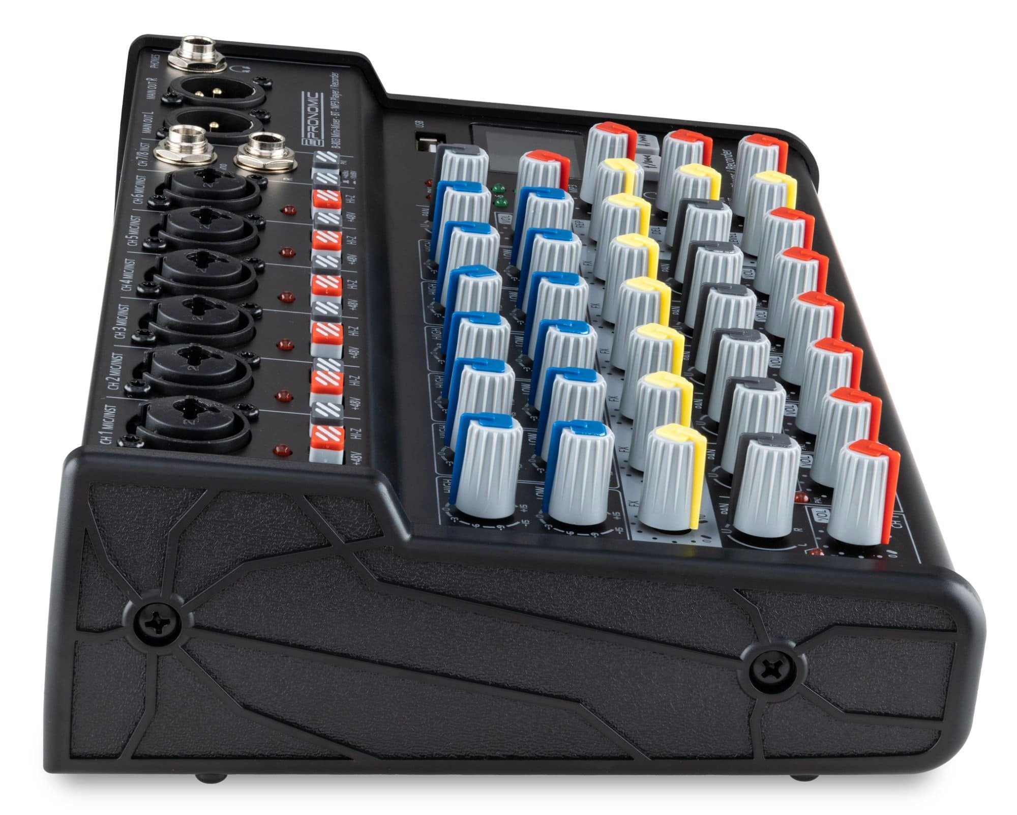 Pronomic Mischpult B-803 8-Kanal Mini-Mixer - Live/Studio DJ Mixer, mit Bluetooth und USB-Recording