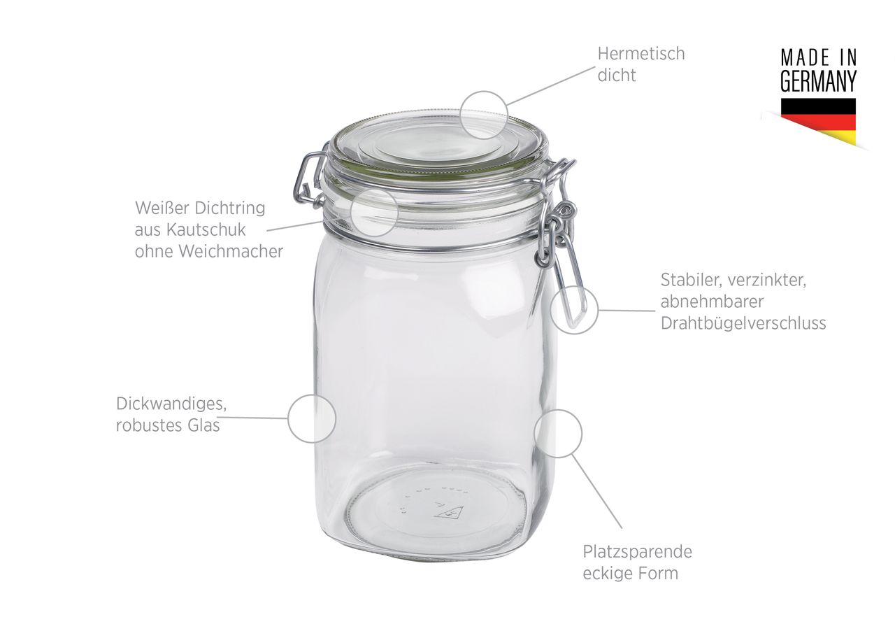 Mäser Serie Gothika, Einmachglas 1450 ml, 6er Set
