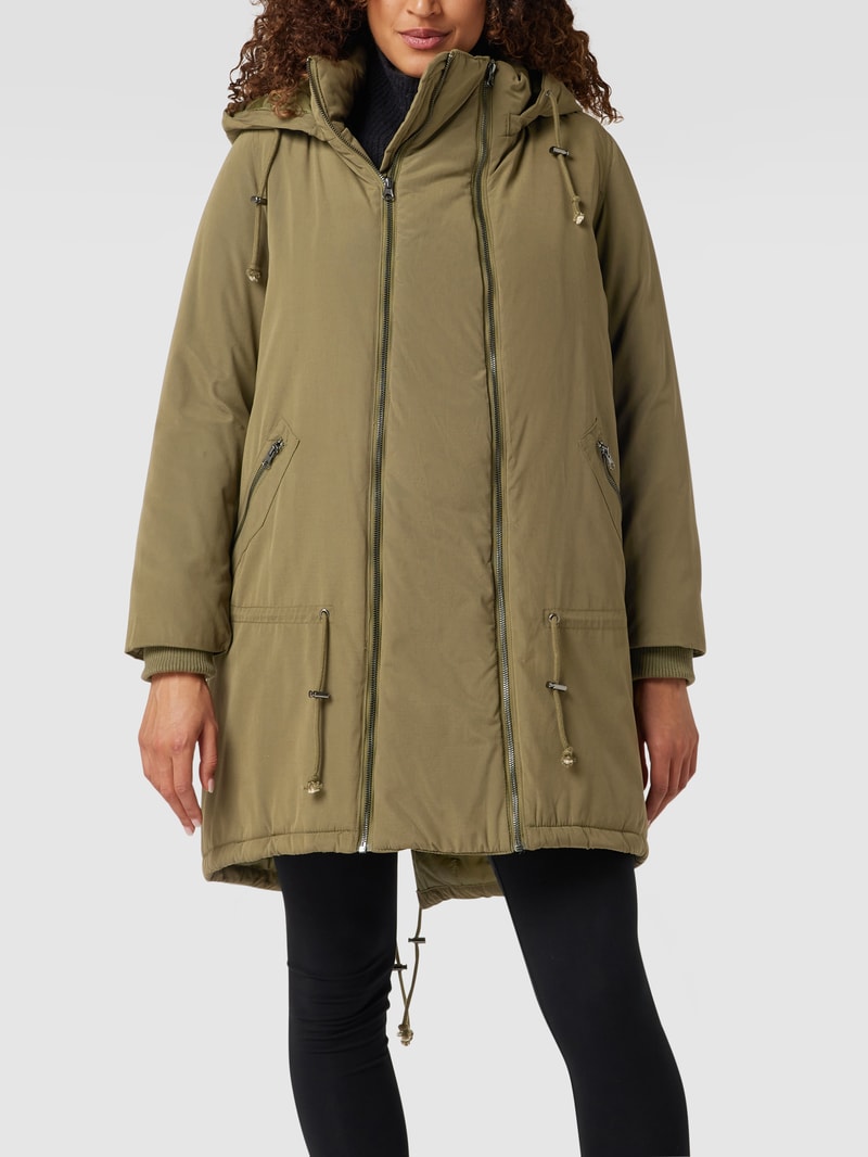 Umstands-Mantel mit abnehmbarer Kapuze in khaki