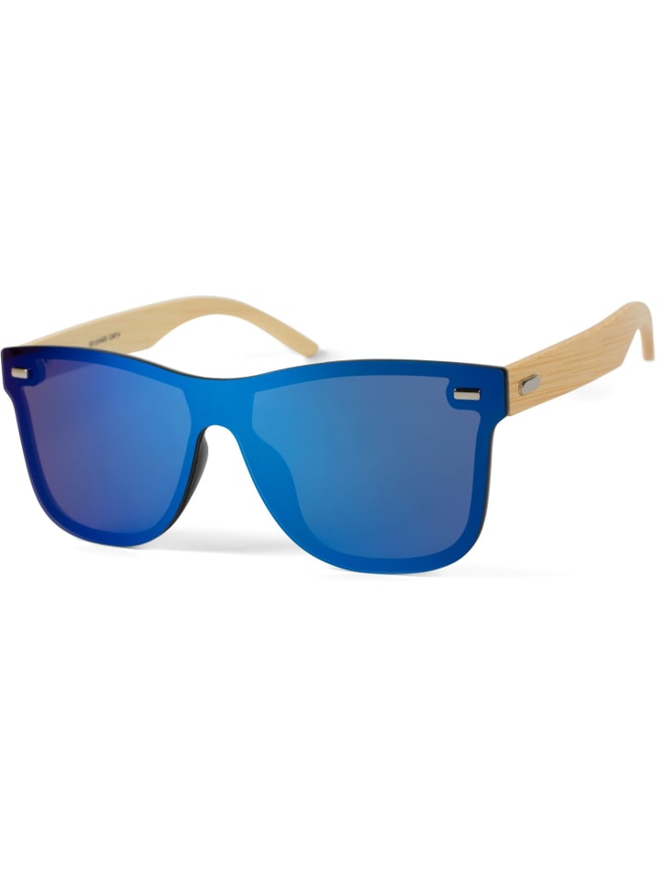 styleBREAKER Nerd Sonnenbrille in Hellbraun / Blau verspiegelt günstig kaufen onesize
