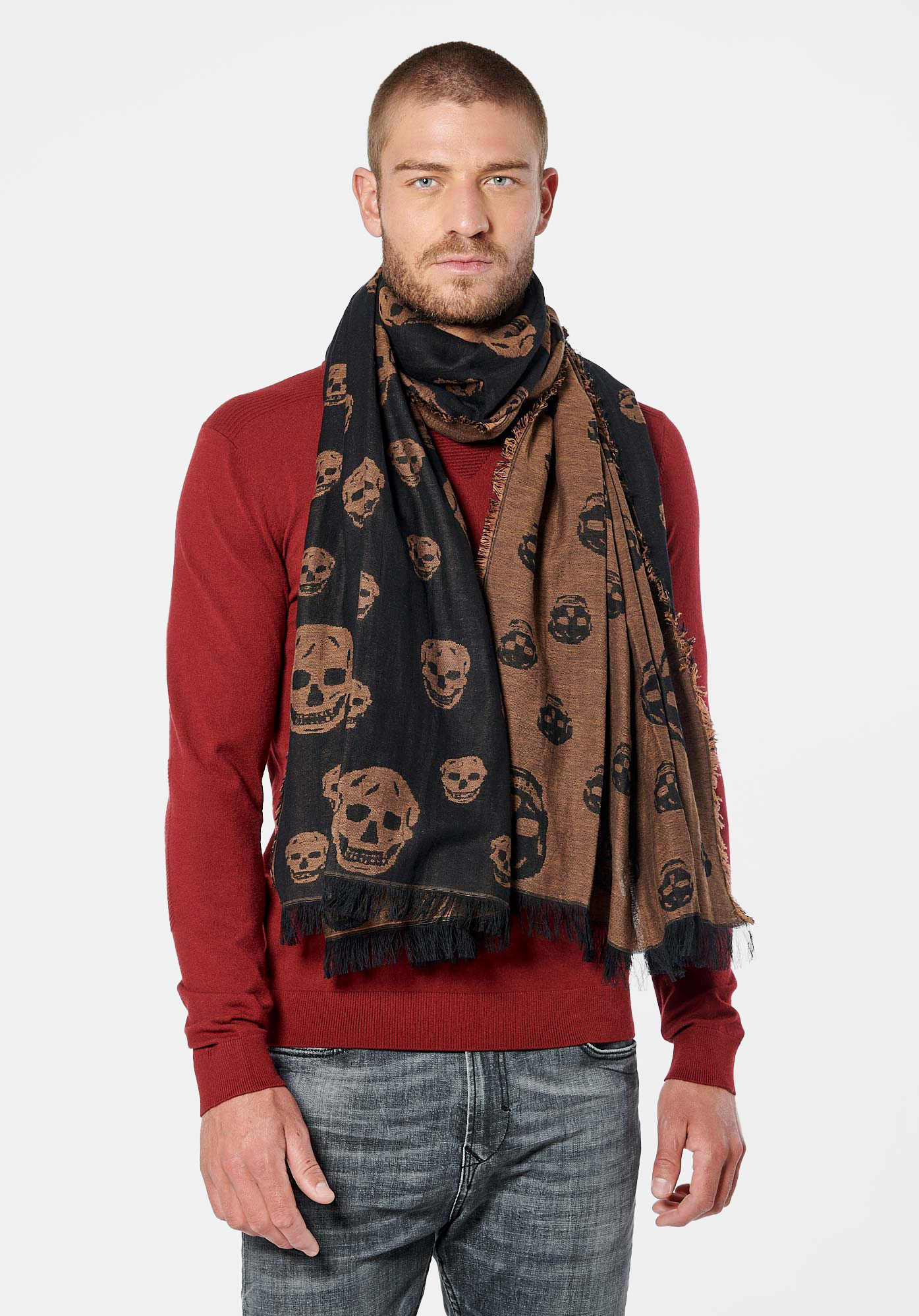 VULL   Cheche marron et noir homme 100% coton