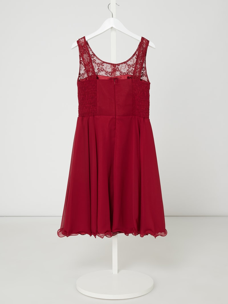 Kleid mit Paillettenbesatz in kirschrot
