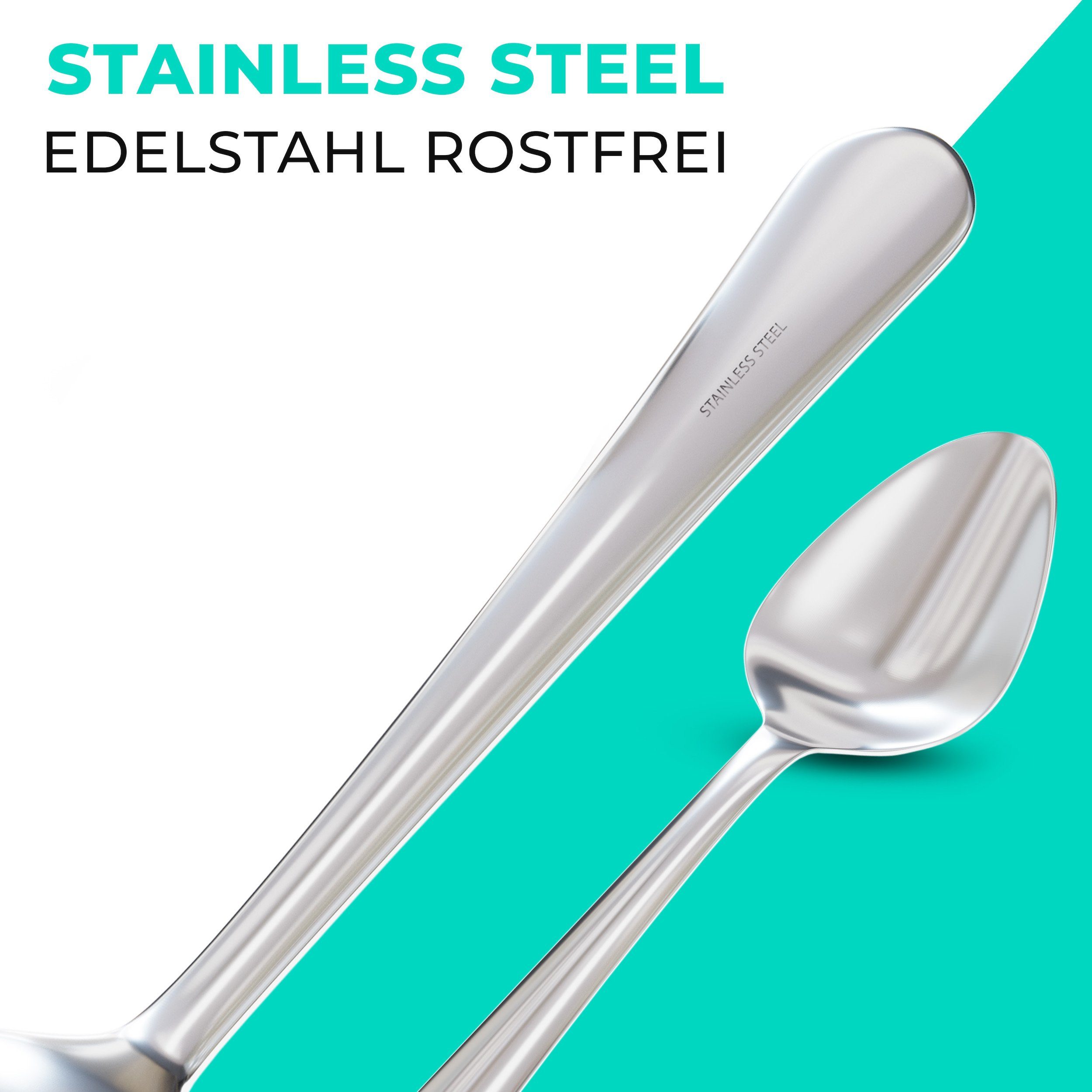 Praknu Teelöffel Praknu Espressolöffel klein 12er Set aus Edelstahl (12 Stück), Formstabil - Spülmaschinenfest - Mini Besteckset