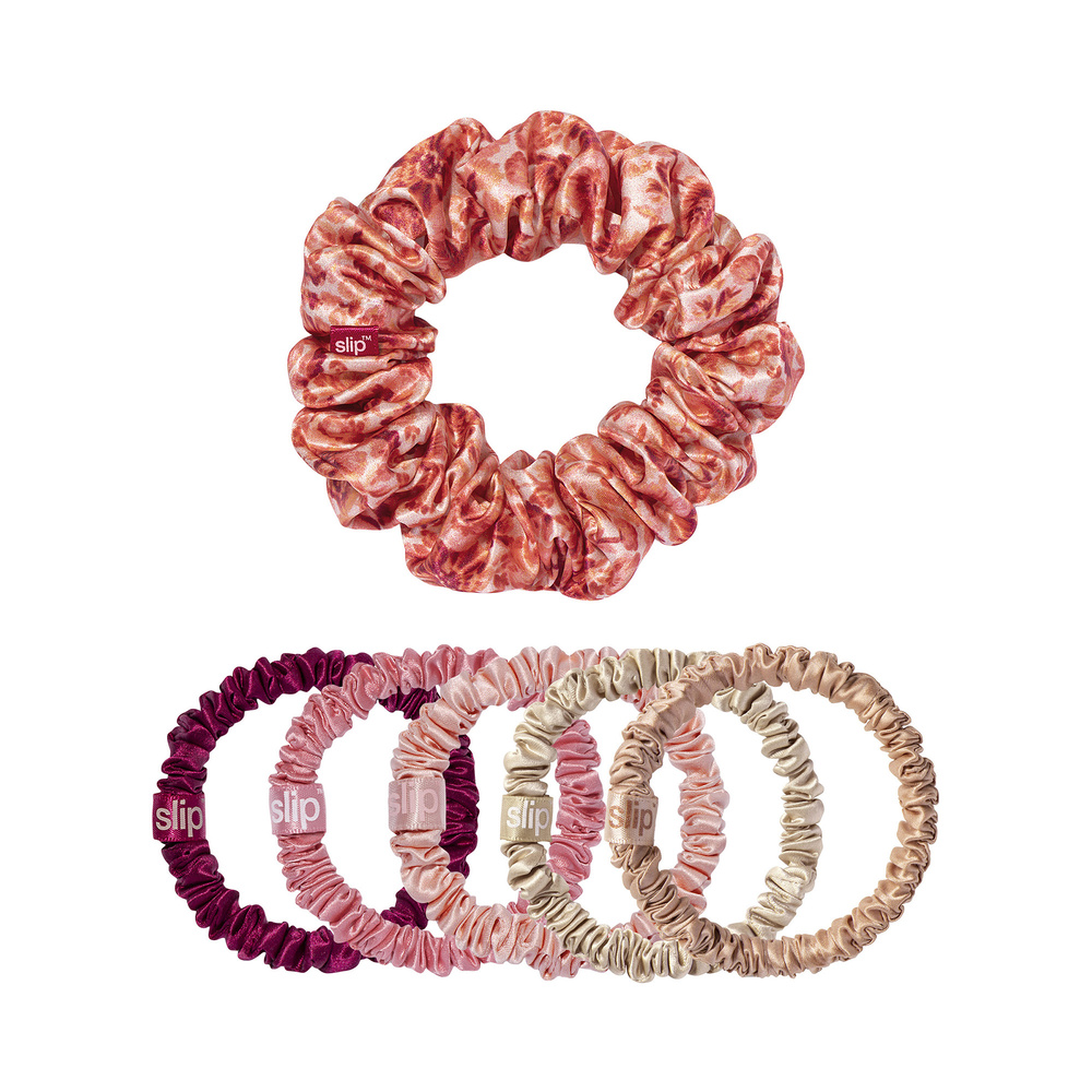 slip slip pure silk scrunchies - flora set chouchous skinny