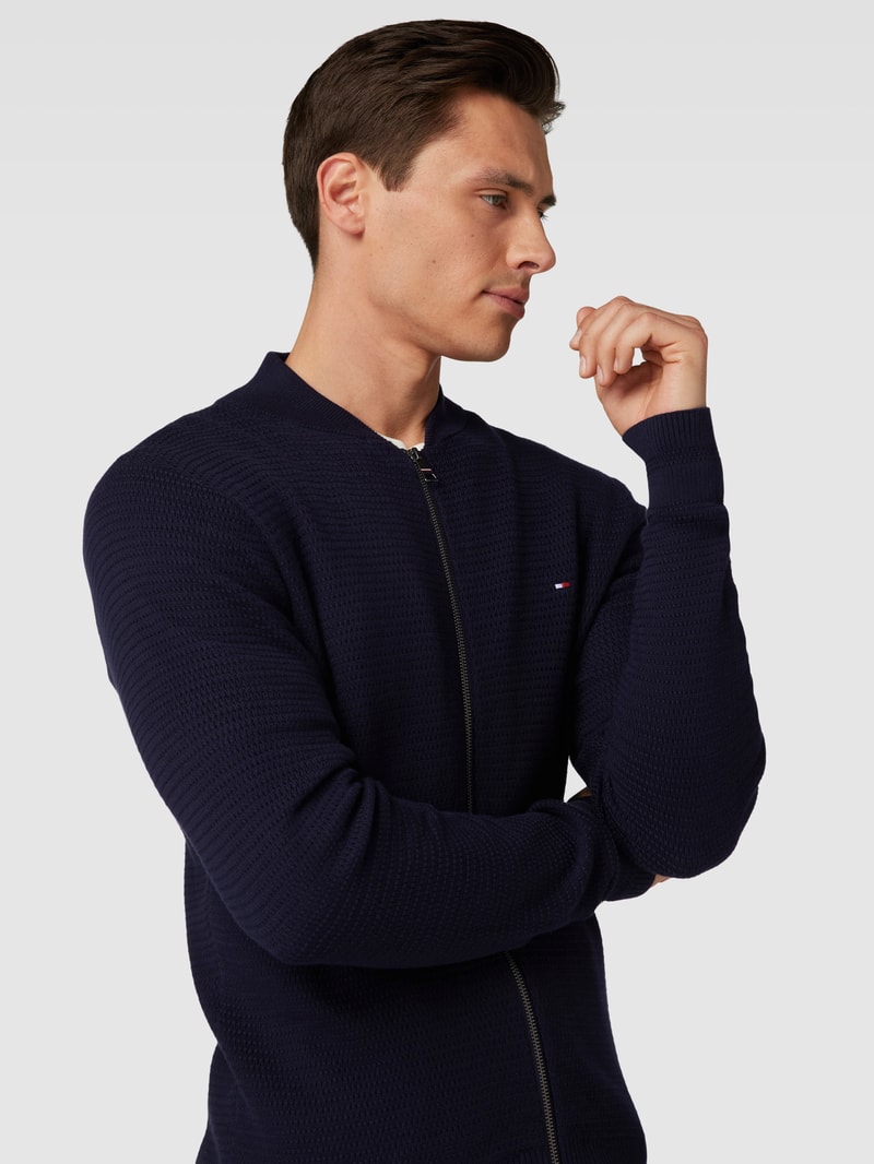 Strickjacke mit Label-Stitching in marineblau
