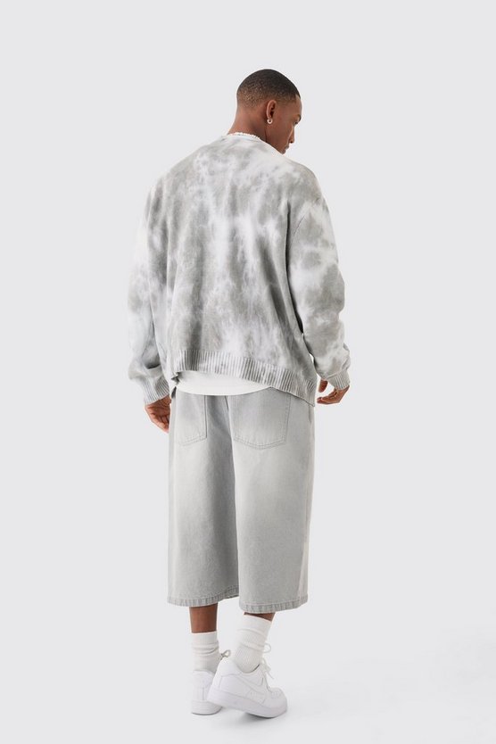 Gewaschener Oversize Cardigan in Stone