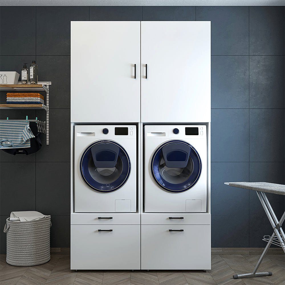Roomart Waschmaschinenumbauschrank (Waschmaschinenschrank mit Schrankaufsätzen Waschturm Mehrzweckschrank)