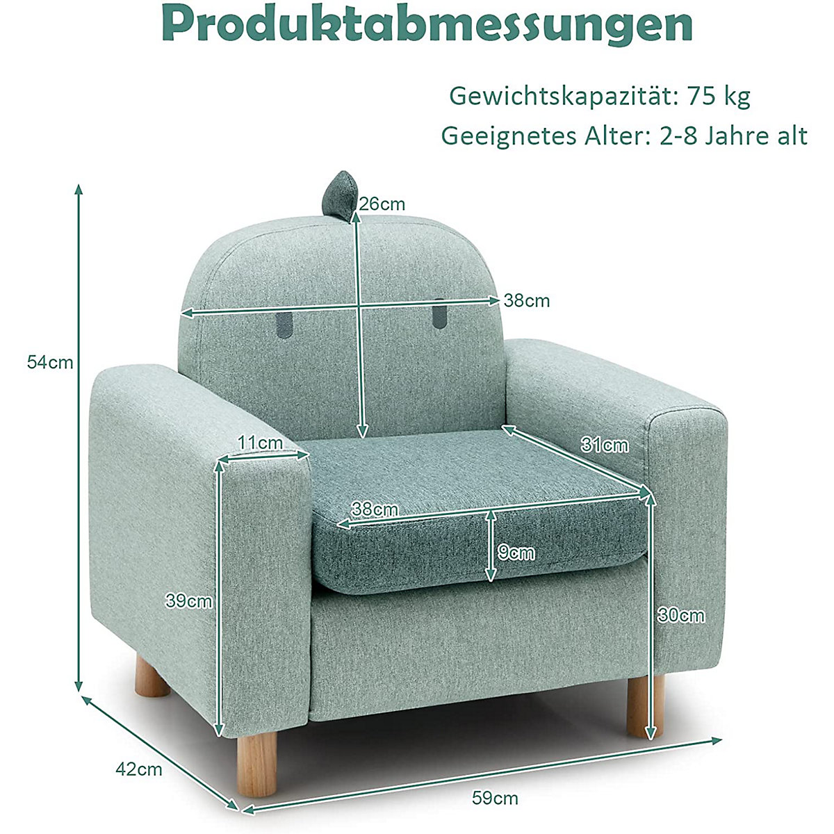 Kindersessel Panda Dinosaurier Huhn