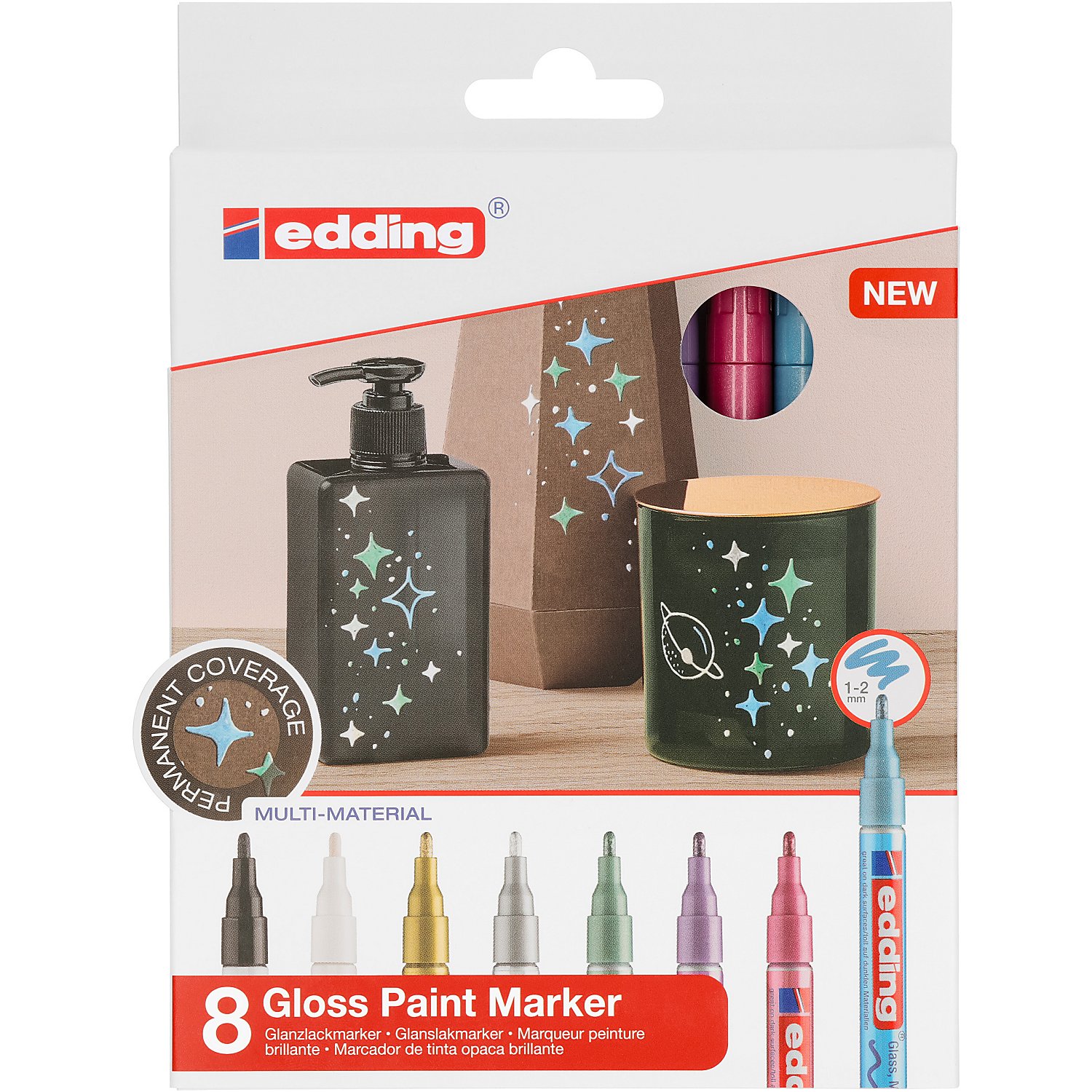 edding Glanzlackmarker, Metallic, 8 Stifte