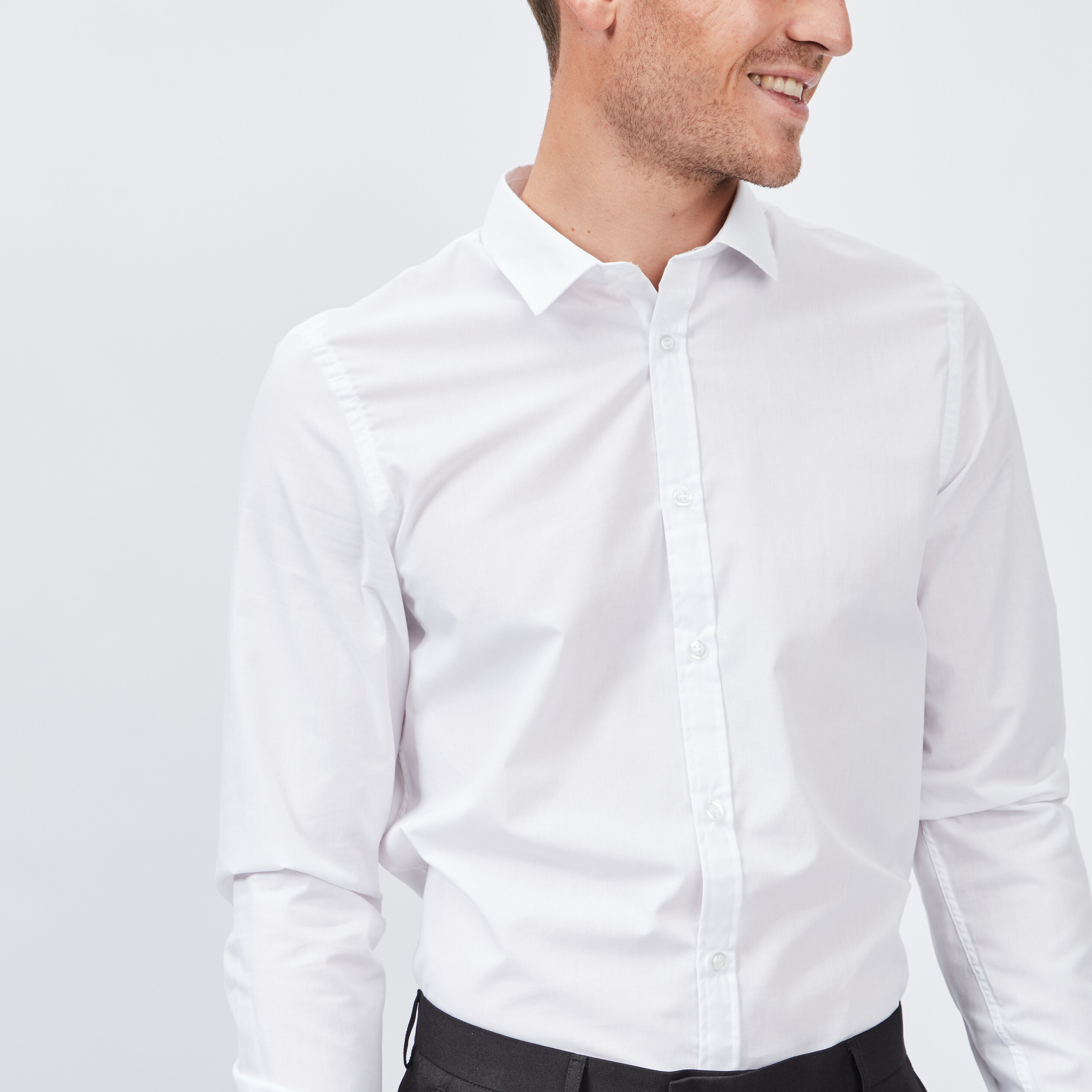 Chemise coupe ajustée manches longues blanc homme | La Halle
