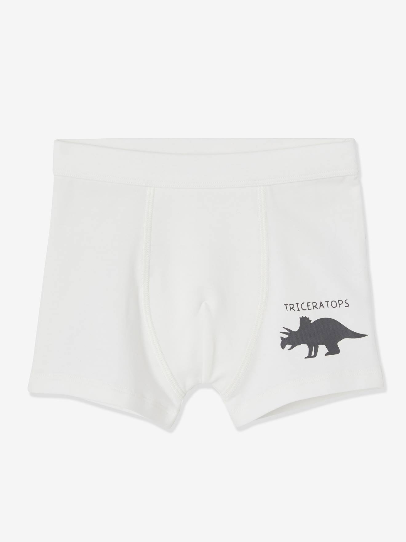 Lot de 7 boxers stretch garçon dinosaures lot ivoire