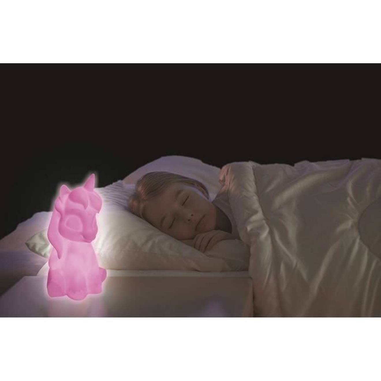 Licorne Veilleuse en 3D env 20 cm avec diffusion lumière en couleurs bleu