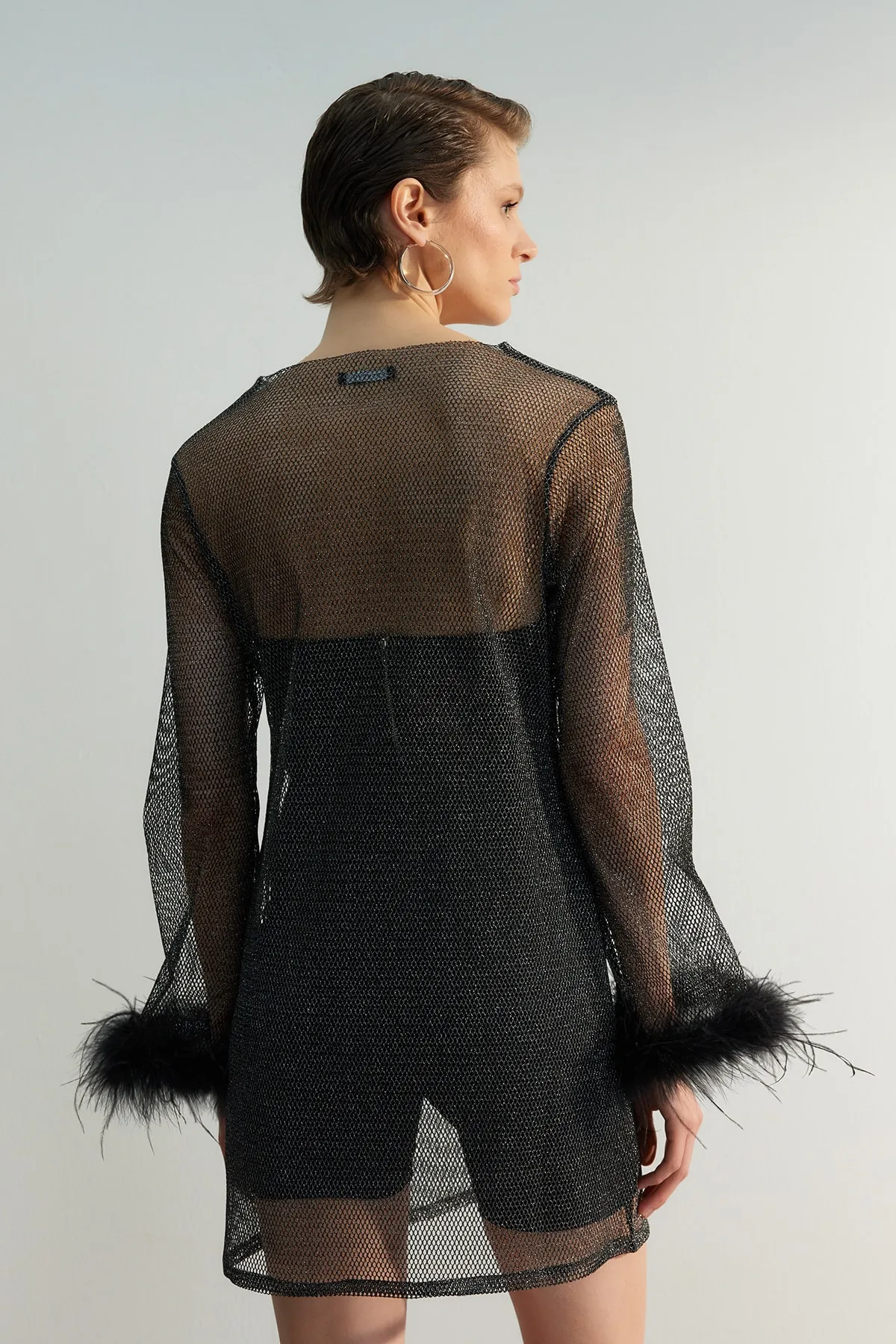 Trendyol Collection  Schwarzes Otrisch Detailliertes Mesh-Elegantes Abendkleid TPRSS23EL00520